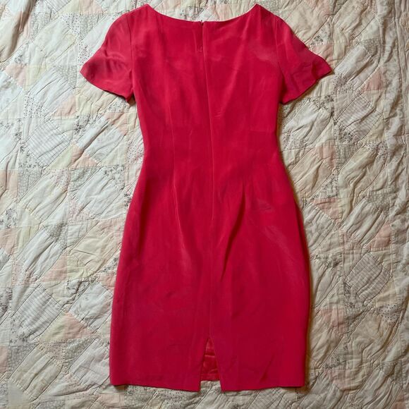 maggy london vintage y2k belted short sleeve hot pink dress 100% silk size 10 - Picture 6 of 6